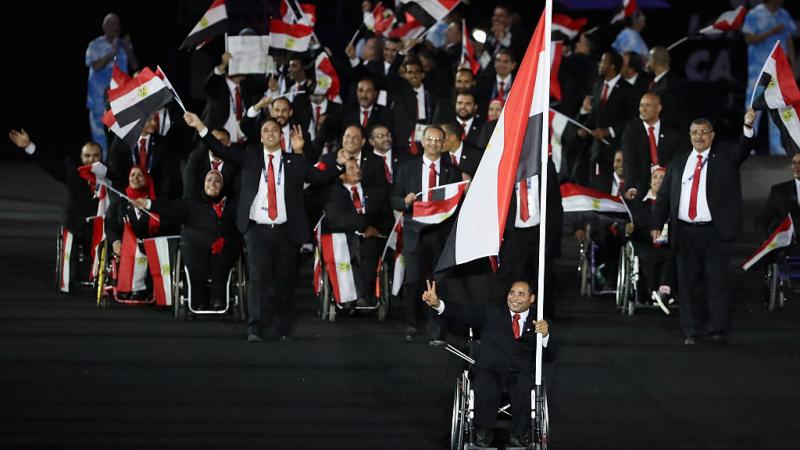 Team Egypt enters stadium during Opening Ceremony