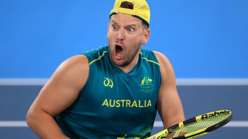 Dylan Alcott celebrates during the Tokyo 2020 gold medal match