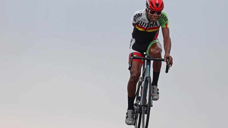 Guyana's Para cyclist Walter Grant-Stuart in action in Tokyo