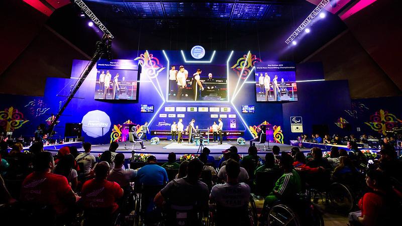 A stage during a Para powerlifting competition