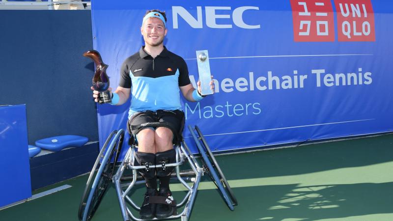  THE CHAMP: Alfie Hewett poses with the single title.