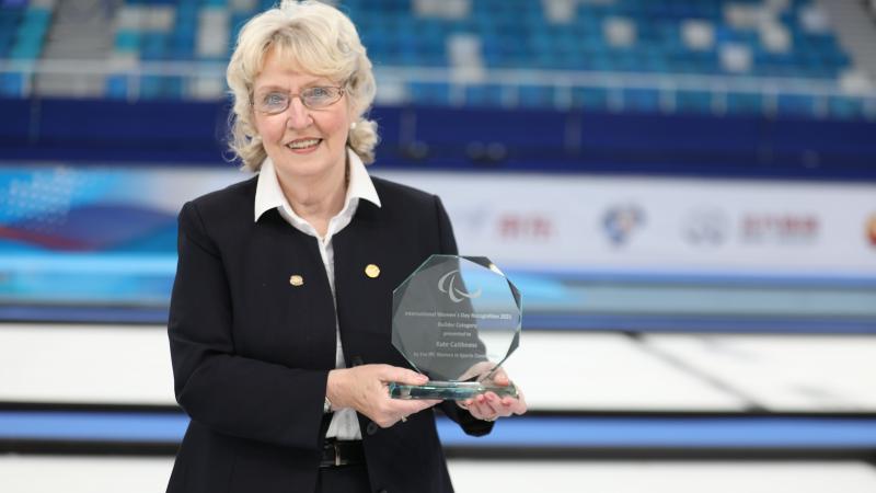 Kate Caithness poses for the pic with the 2021 International Women’s Day Award