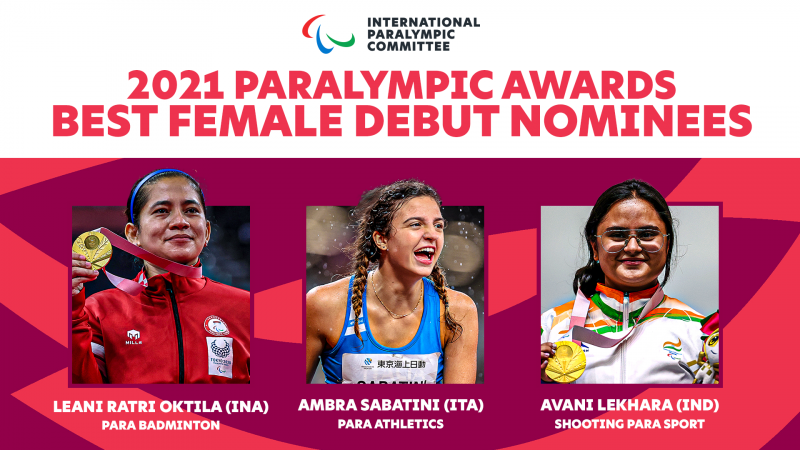 Ambra Sabatini, Avani Lekhara and Leani Ratri Oktila shortlisted for Best Female Debut