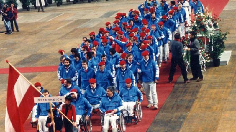  Hosts Austria at the Innsbruck 1988 Paralympic Winter Games Opening Ceremony.