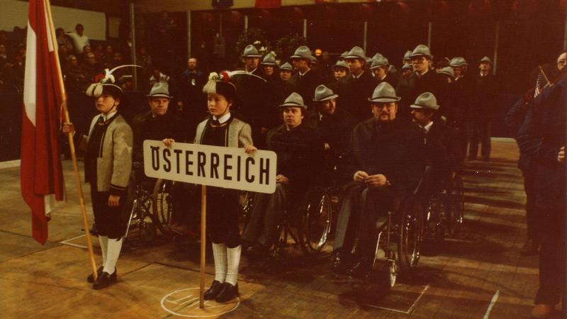 Host Austria during the Opening Ceremony of the 1984 Paralympic Winter Games.