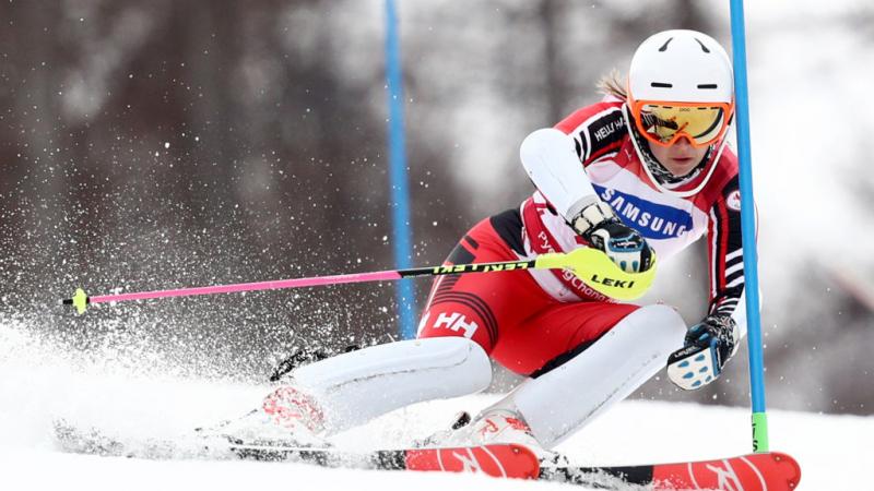 Canada’s Mollie Jepsen competes in the Women's Standing Slalom at the 2018 PyeongChang Paralympic Games. 