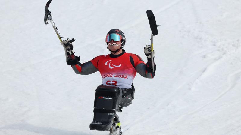 Jesper Pedersen celebrates after winning another gold in Beijing