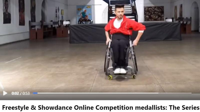 An image of a social media screen with a male wheelchair dancer