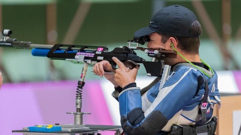 Image of a male Para shooter competing in an event