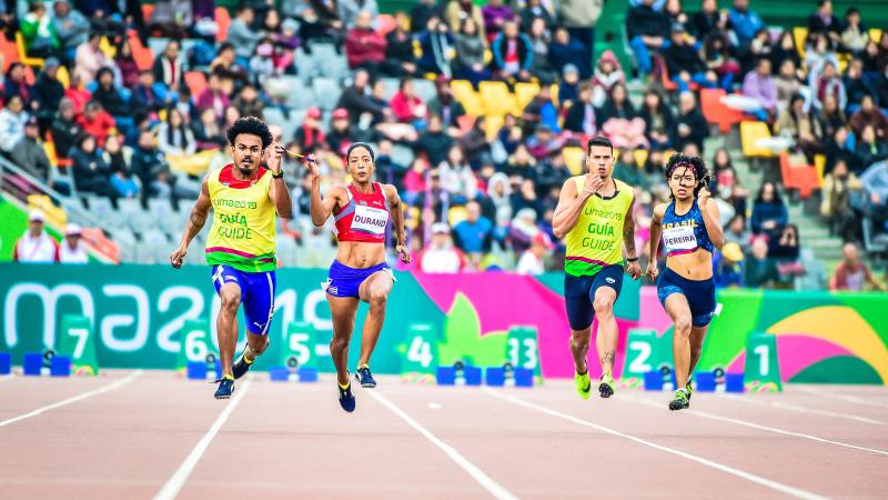Athletes Omara Durand (CUB) and Ketyla Pereira (BRA) compete during the Lima 2019 Parapan American Games