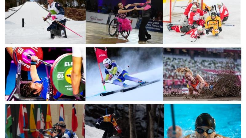 A photo collage of nine pictures each one showing a World Para Sport