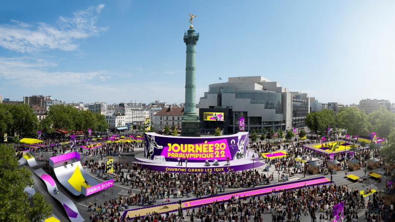 A graphic mockup of what Place de la Bastille will look like on Paralympic Day.