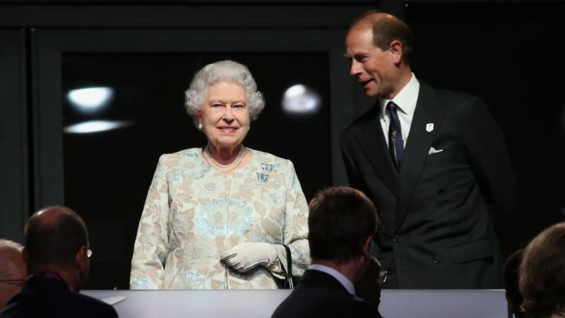 Queen Elizabeth II and Prince Edward look on from the royal box during the Opening Ceremony of the London 2012 Paralympics.