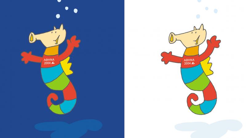 Two images of mascot of the Athens 2004 Paralympic Games