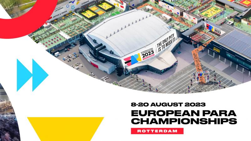 A Cover Photo of the European Para Championships showing aerial images of venues in Rotterdam