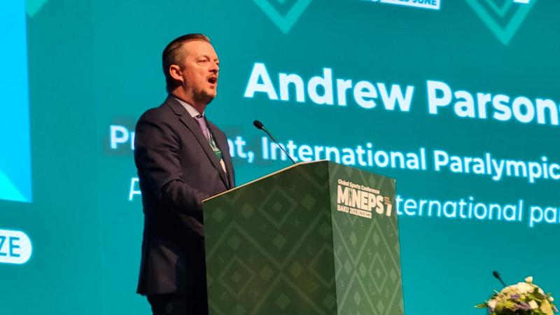 Andrew Parsons, IPC President, makes a speech 