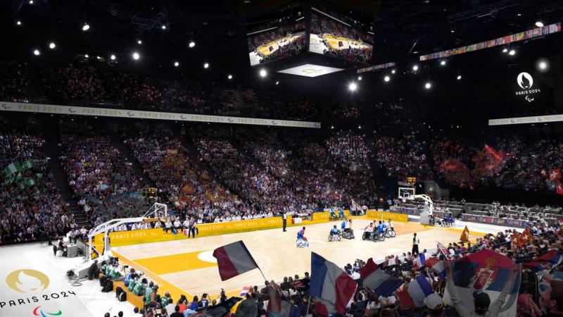 Visual graphic of the wheelchair basketball venue at Paris 2024