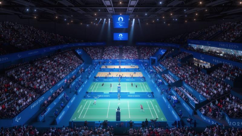 A visual image of the Para badminton venue at Paris 2024