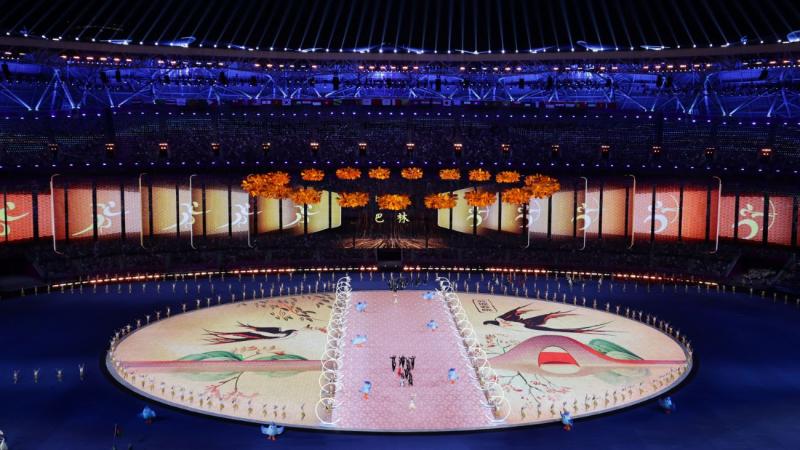 Bahrain parades in the Opening Ceremony of the 2022 Asian Para Games. 