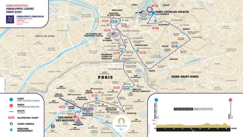 The Paralympic marathon will go through many Paris monuments. 