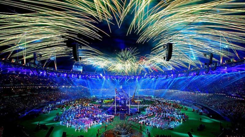 Fireworks light up the night sky above the Olympic Stadium at the London 2012 Closing Ceremony.