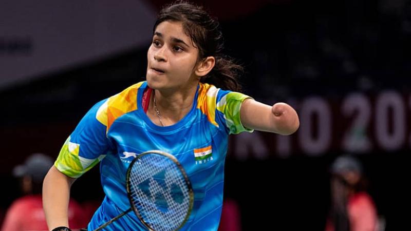 Para badminton player Palak Kohli runs for a shot