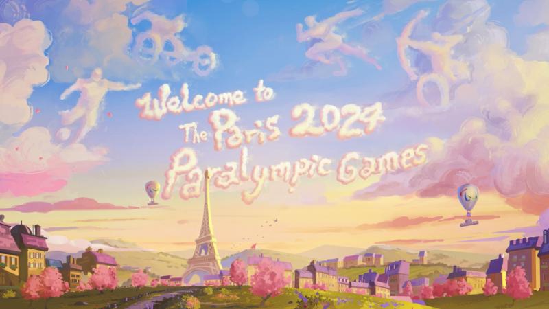 A screenshot of the opening image of the Paris 2024 100 days to go video. 