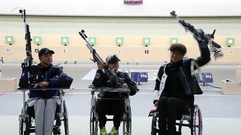 Shooters celebrate after their event