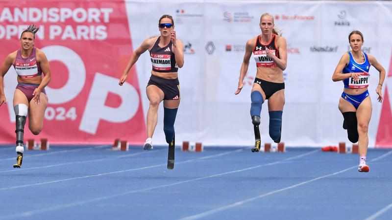 Athletes compete in a sprint