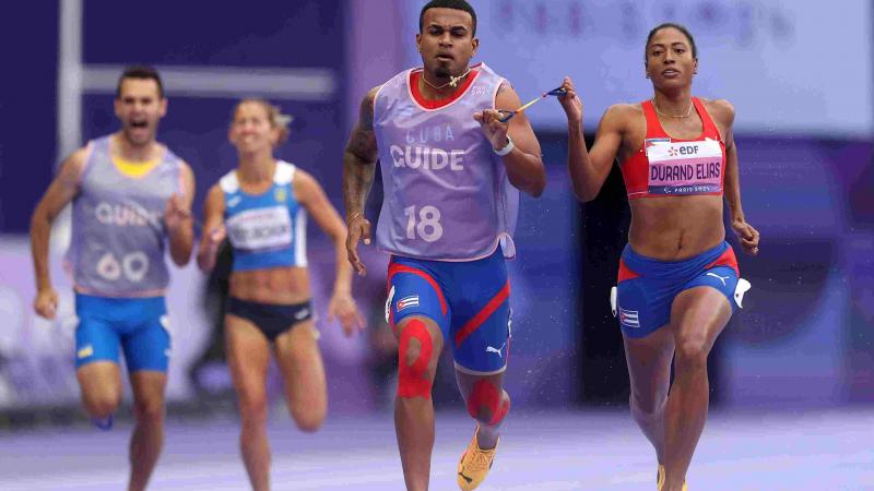 Athletes competing on the track 