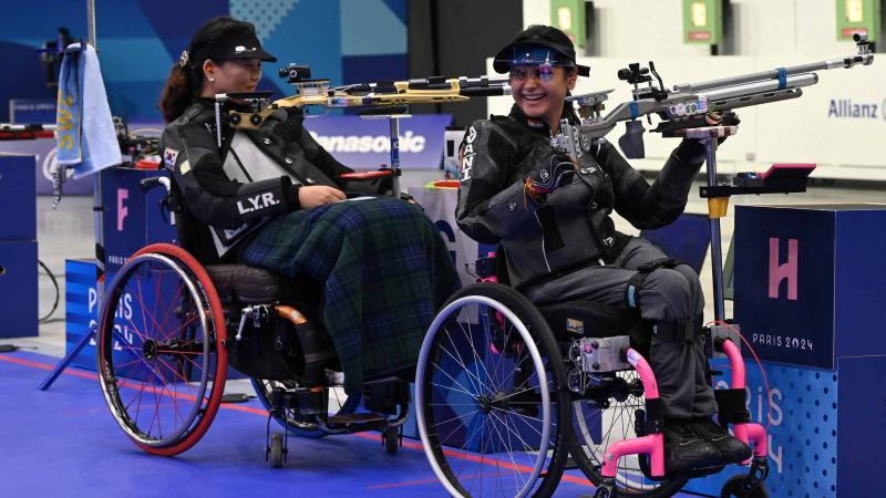 Athletes on the shooting line