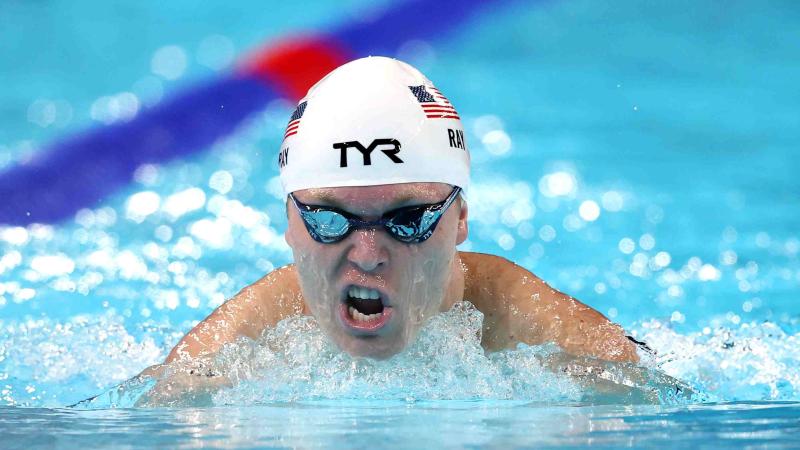 A Para swimmer in action