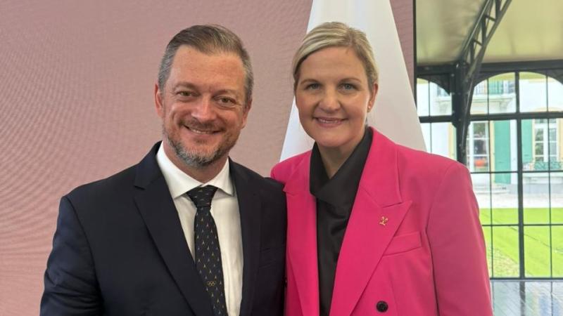 IPC Andrew Parsons and Kirsty Coventry posing for a photograph together