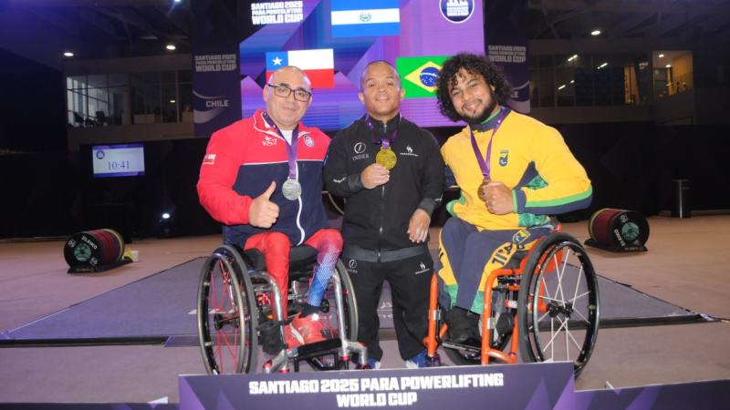 Players pose on podium