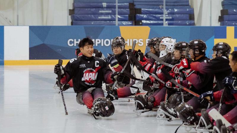 Athletes celebrate in joy