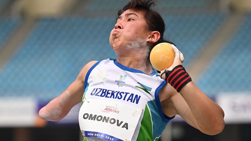 A shot putter in action 
