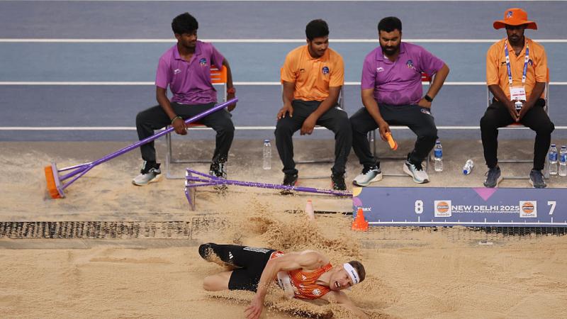 An athlete after a jump