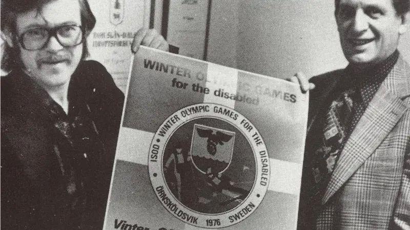 Poster presentation at the Ornskoldsvik 1976 Paralympic Winter Games.