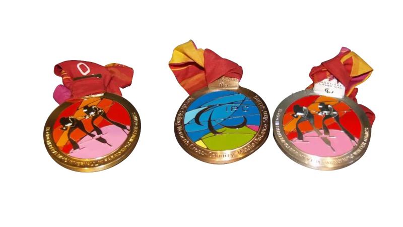 The three medals, gold, silver and bronze from the Torino 2006 Winter Paralympic games.