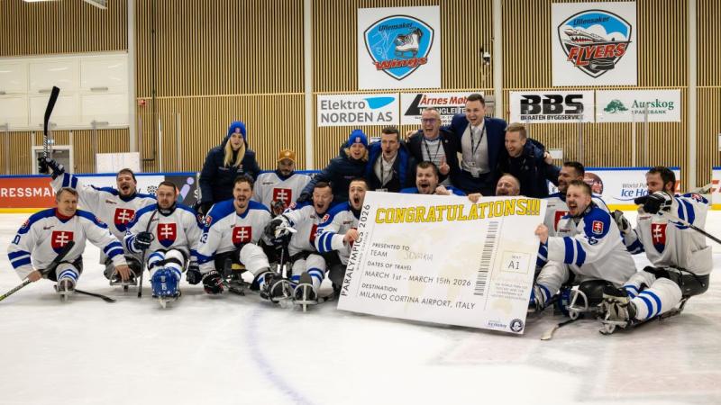 Athletes celebrate in joy