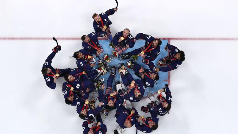 Athletes celebrate in joy