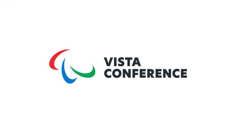 The Paralympic symbol with the words VISTA CONFERENCE 
