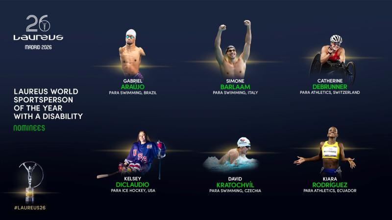 A graphic showing the 2026 Laureus World Sportsperson of the Year with a Disability Award nominees