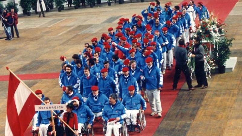 Austrian team at the Opening Ceremony of Innsbruck 1988