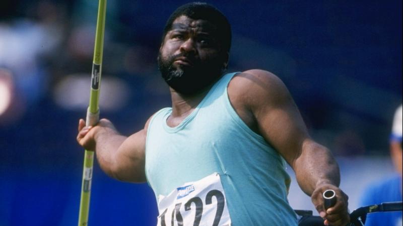 Athlete from Jamaica competing in javelin at the 1996 Atlanta Games