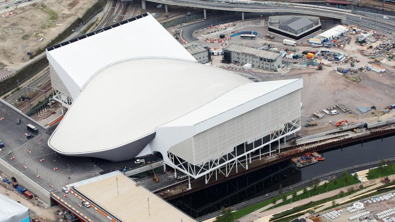 Aerial view of the Aquatics Center in July 2011