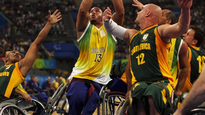 Athletes Practicing Wheelchair Basketball