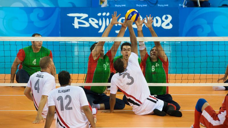 Team Egypt Sitting Volleyball Men competing against Iran Team Egypt Sitting Volleyball Men competing against Iran