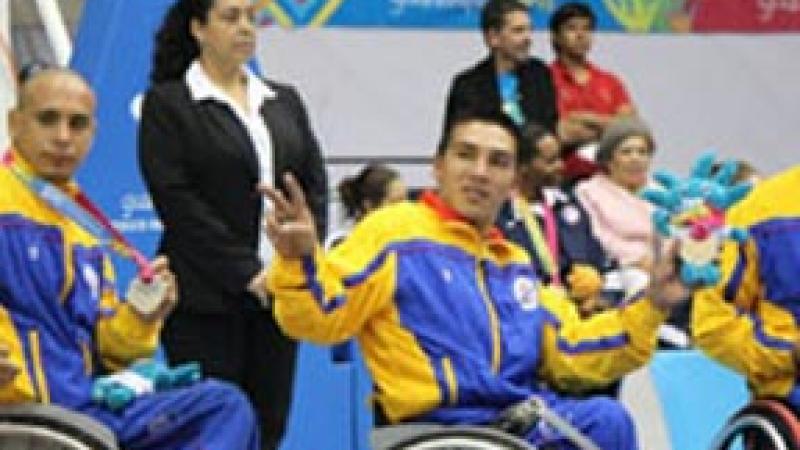 Three Colombian players during the Guadalajara 2011 Parapan American Games
