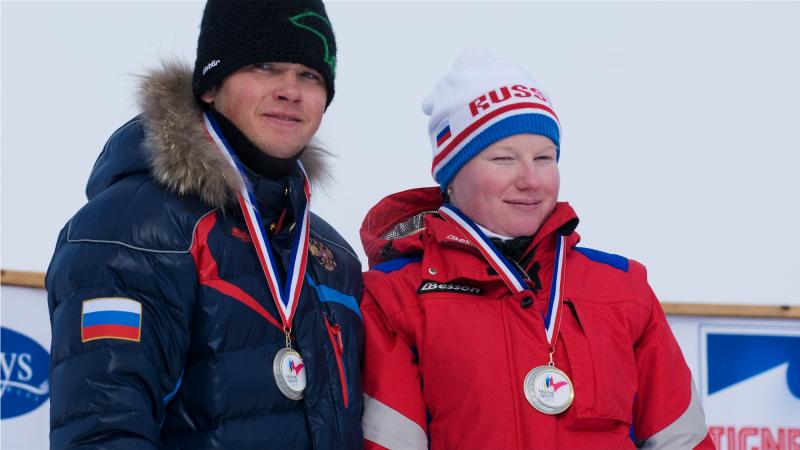Russia's Aleksandra Frantceva and Guide Pavel Zabotin 